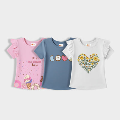 3 Pack Girls Top | Sprinkle Party, Love, Blooming Heart