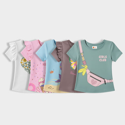 5 Pack Girls Top | Blooming Heart, Sprinkle Party, Undersea Princess, Girls Club, Fairy Wings