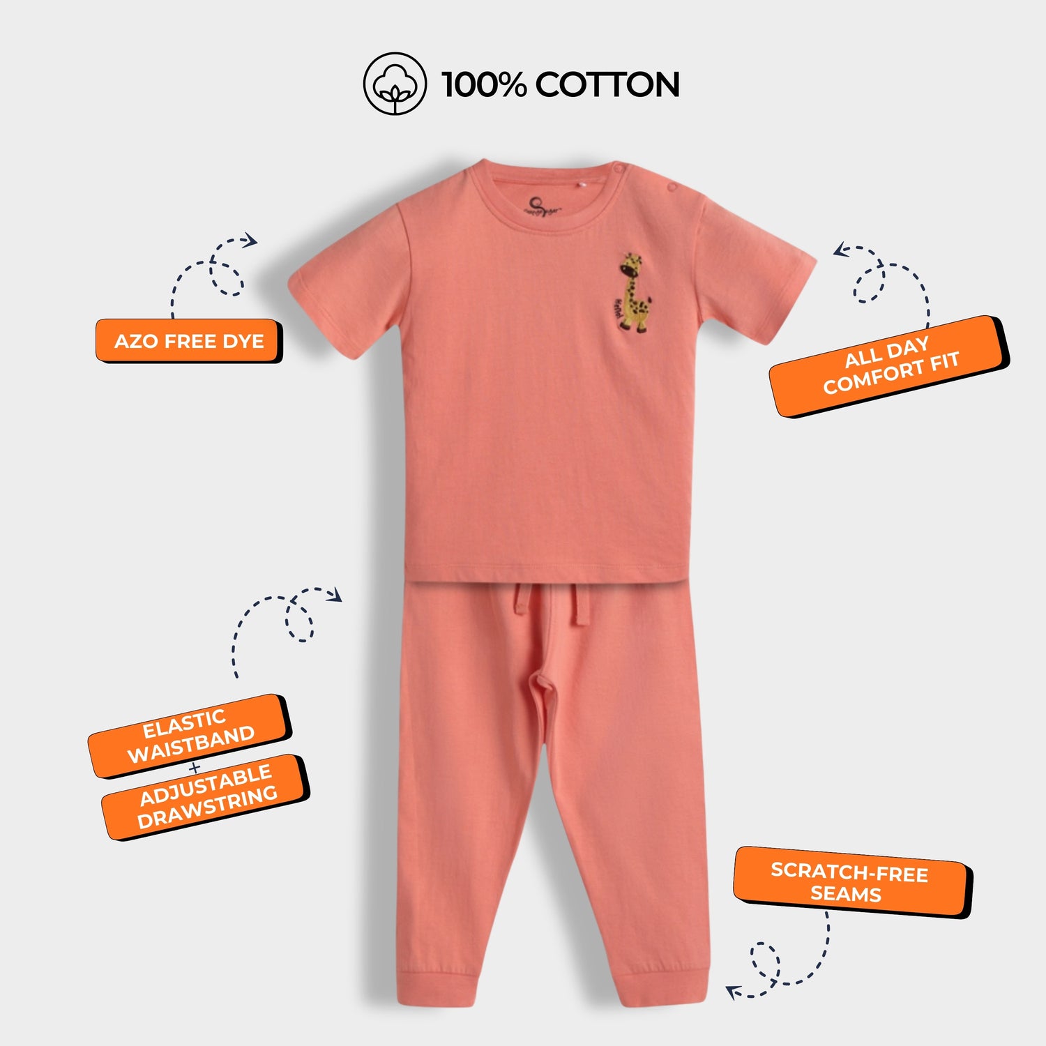 Half Sleeves Unisex Co-ord Set | Giraffe Joy