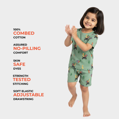 3 Pack T-Shirt & Shorts Unisex Co-ord Set | Jungle, Penguin & Orange