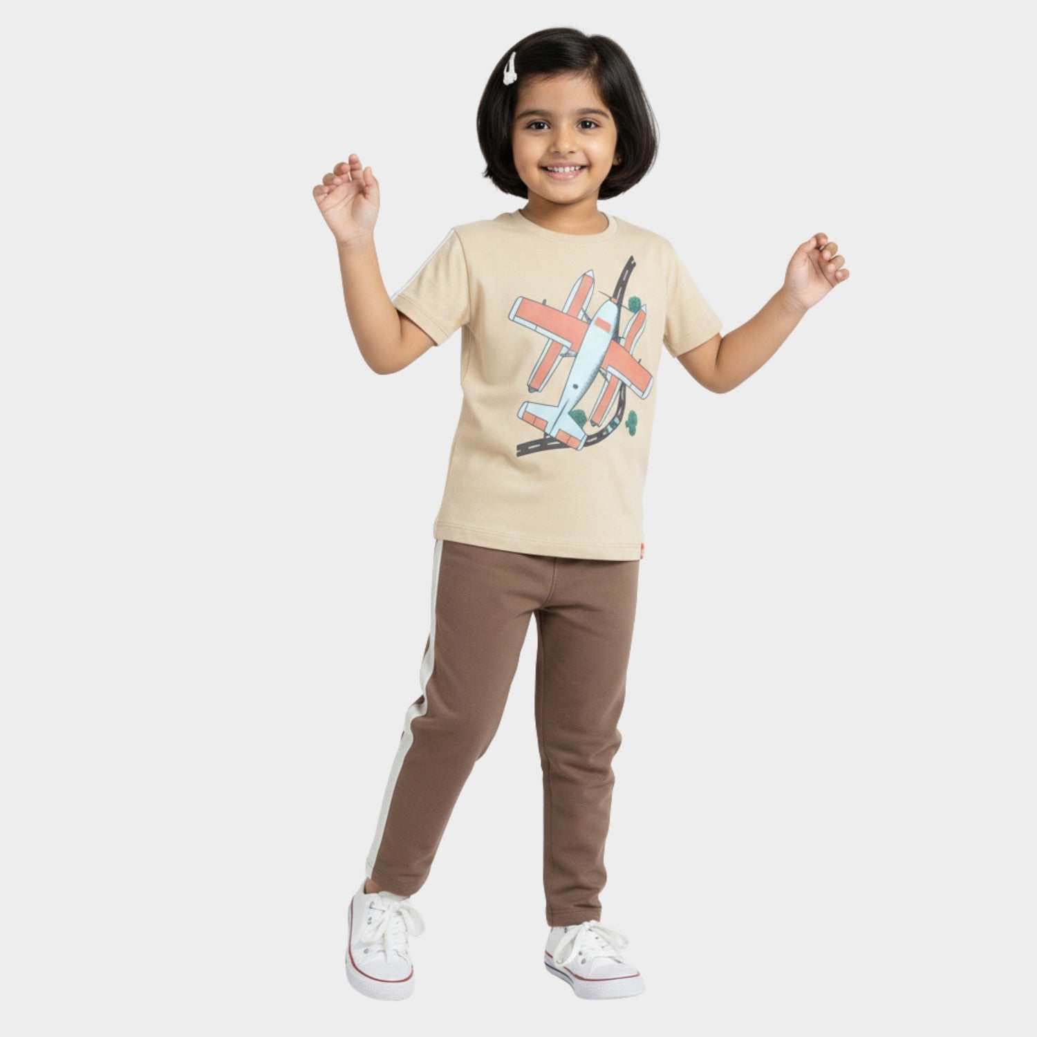 Half Sleeves Unisex T-Shirt & Joggers Set | Plane Ride