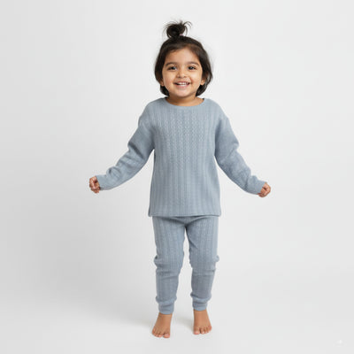 Full Sleeves Unisex Co-ord Set | Pointelle Grey