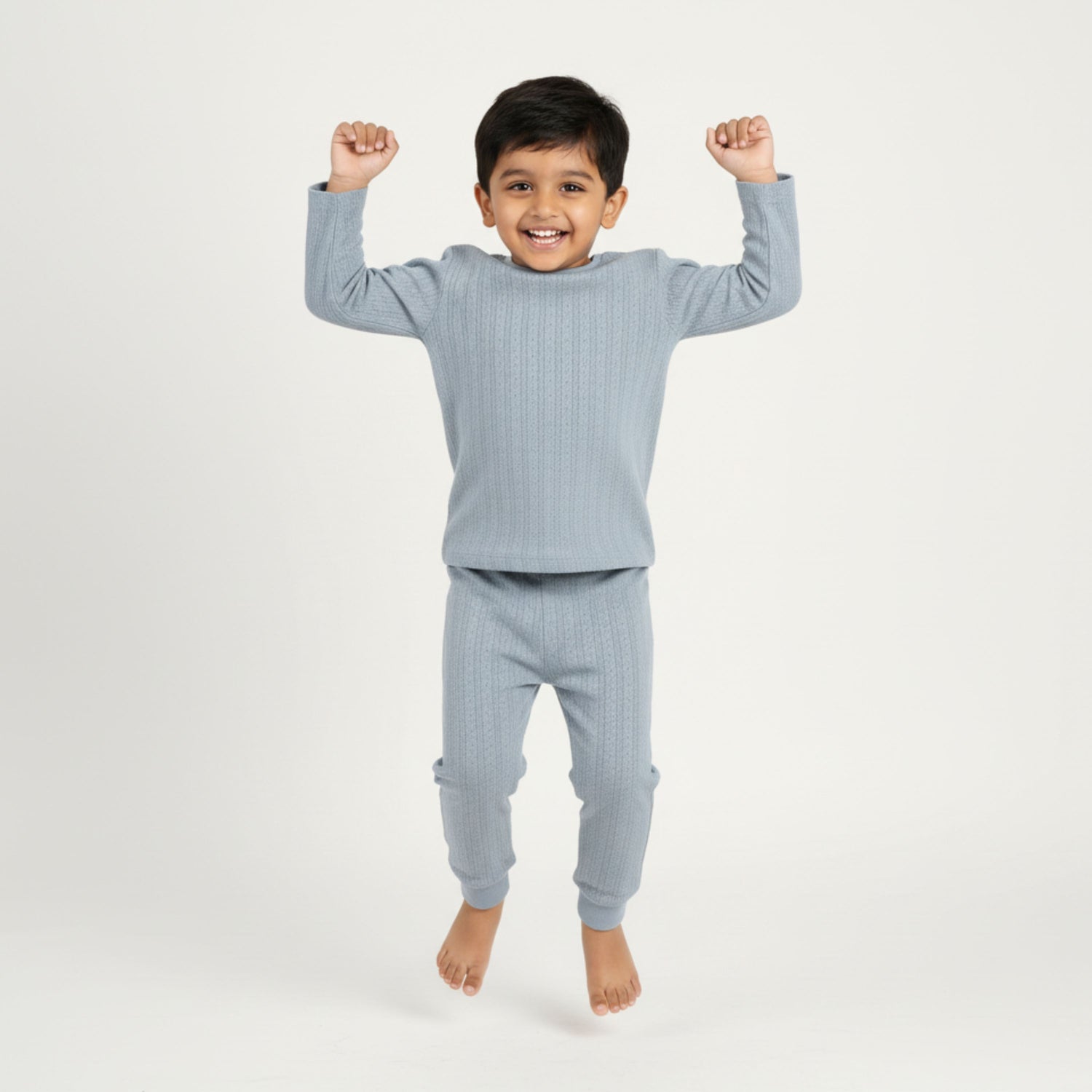 Full Sleeves Unisex Co-ord Set | Pointelle Grey