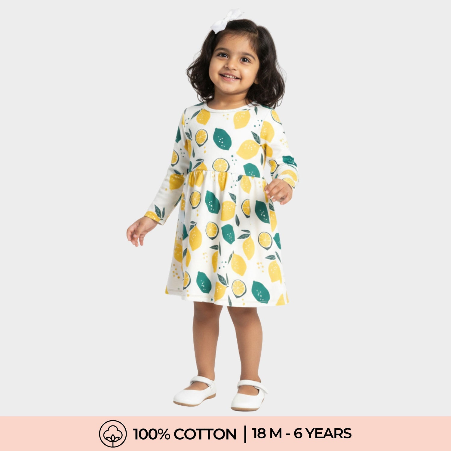 Long Sleeves Printed Dress | Lemon Joy