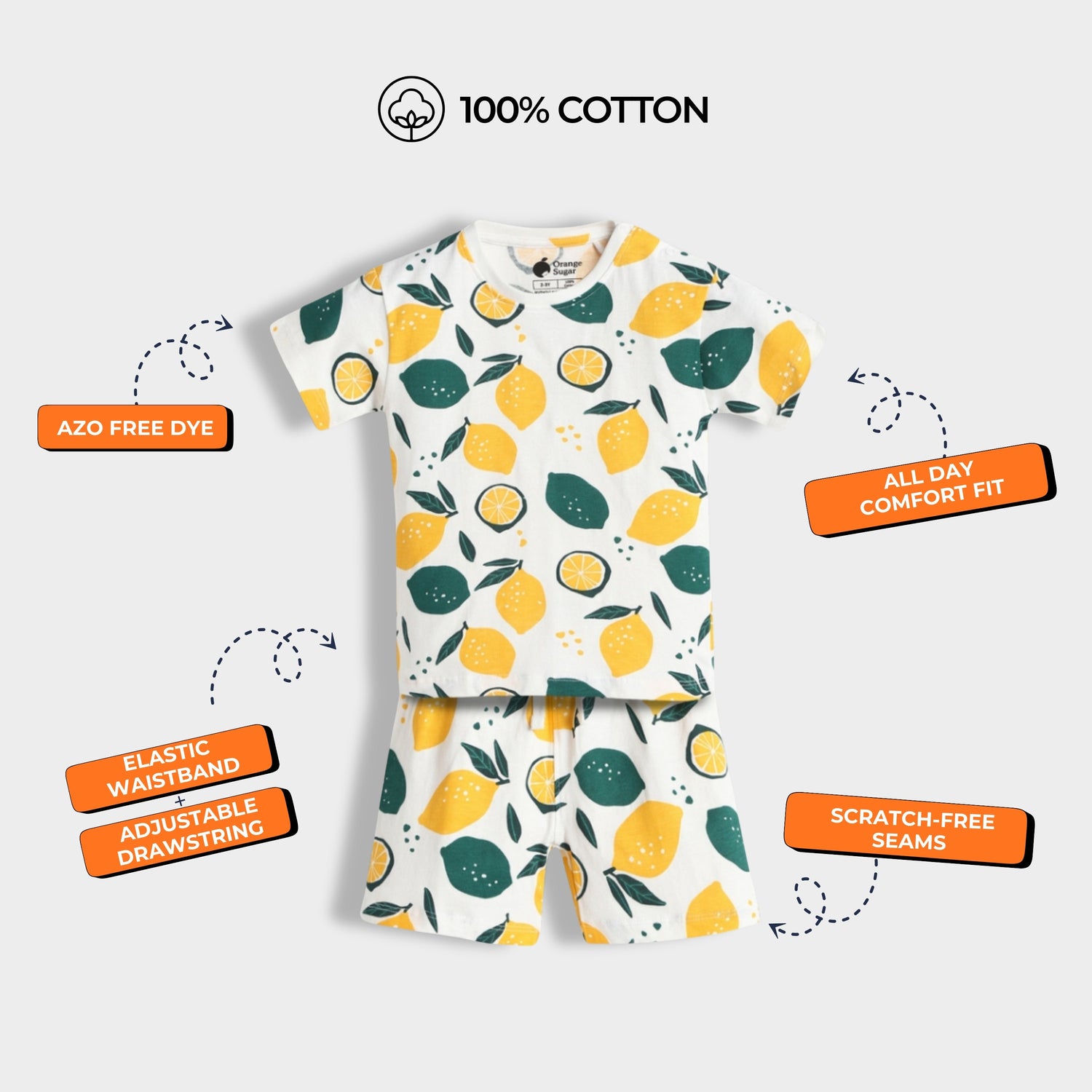T-Shirt & Shorts Unisex Co-ord Set | Lemon Joy