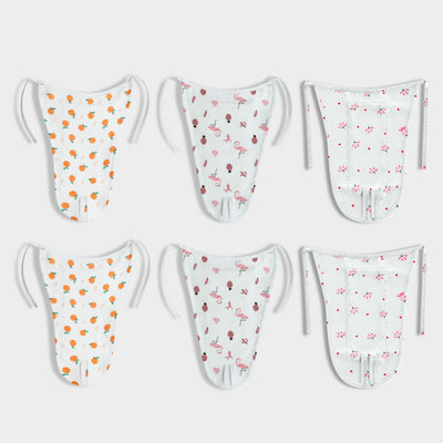 6 Pack Muslin Nappies | Sweet Oranges, Pink Bird, Flower