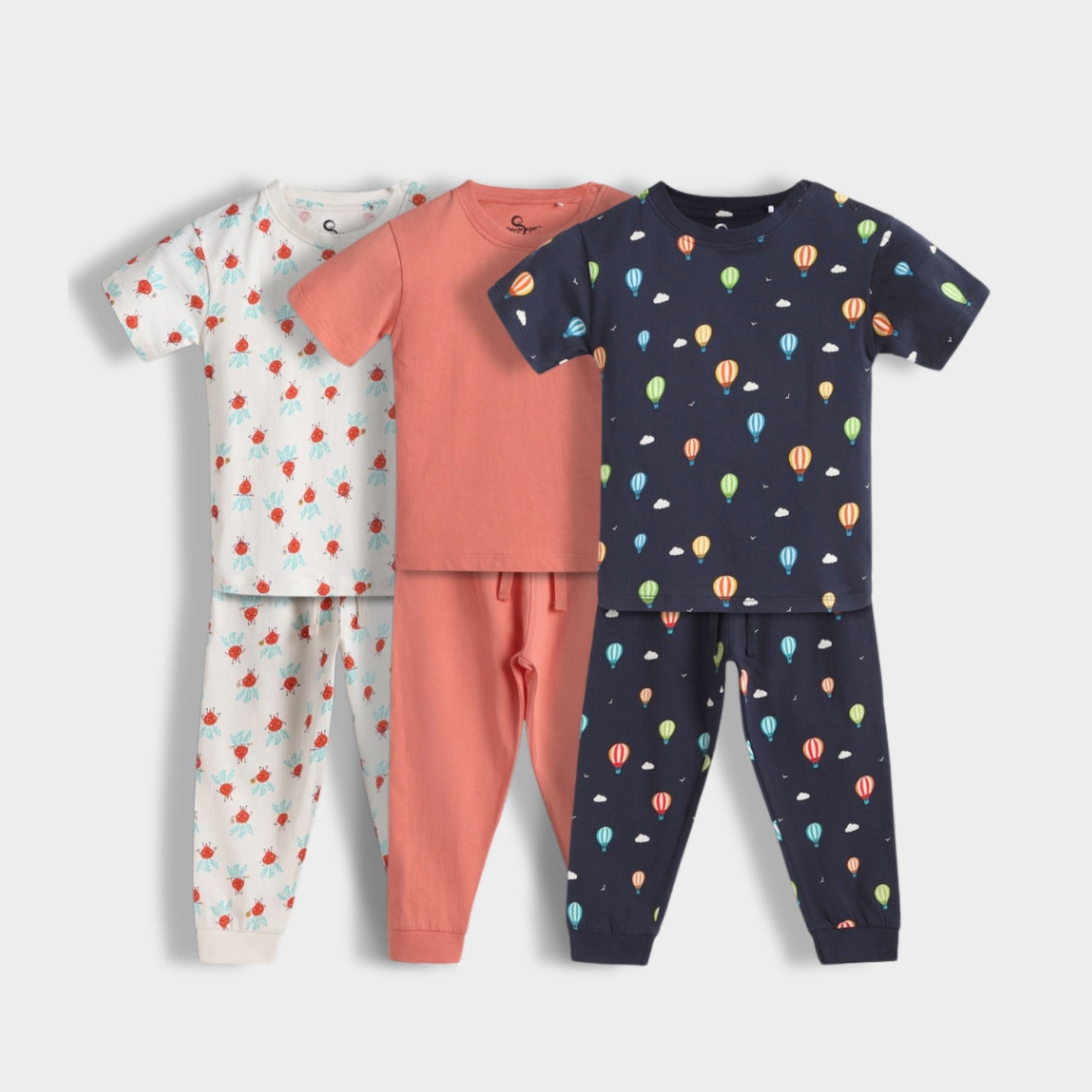 3 Pack Half Sleeves Unisex Co-ord Set | Giraffe, Beetroot & Hot Air
