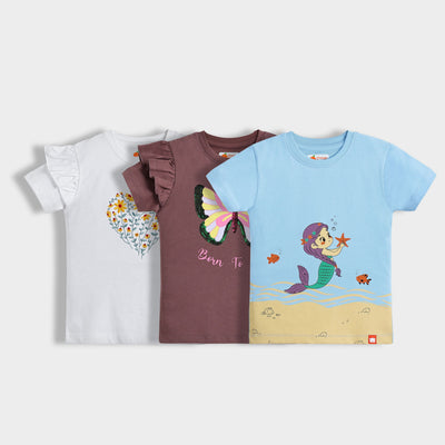 3 Pack Girls Top | Blooming Heart, Fairy Wings, Undersea Princess