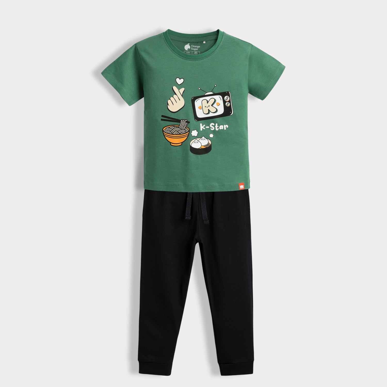 Half Sleeves Unisex T-Shirt & Joggers Set | Korea Love