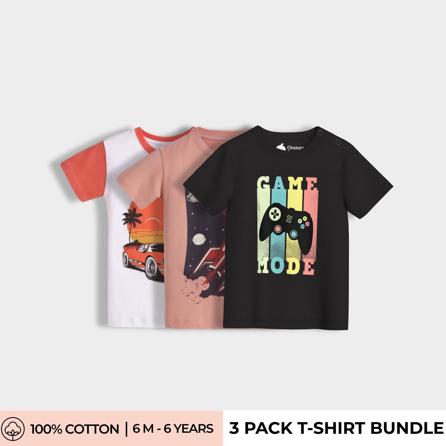 3 Pack Half Sleeves T-Shirt | Car Ride, Rocket, Game Mode
