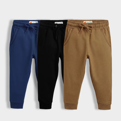 3 Pcs Winter Fleece Joggers | Diesel Blue, Black, Brown