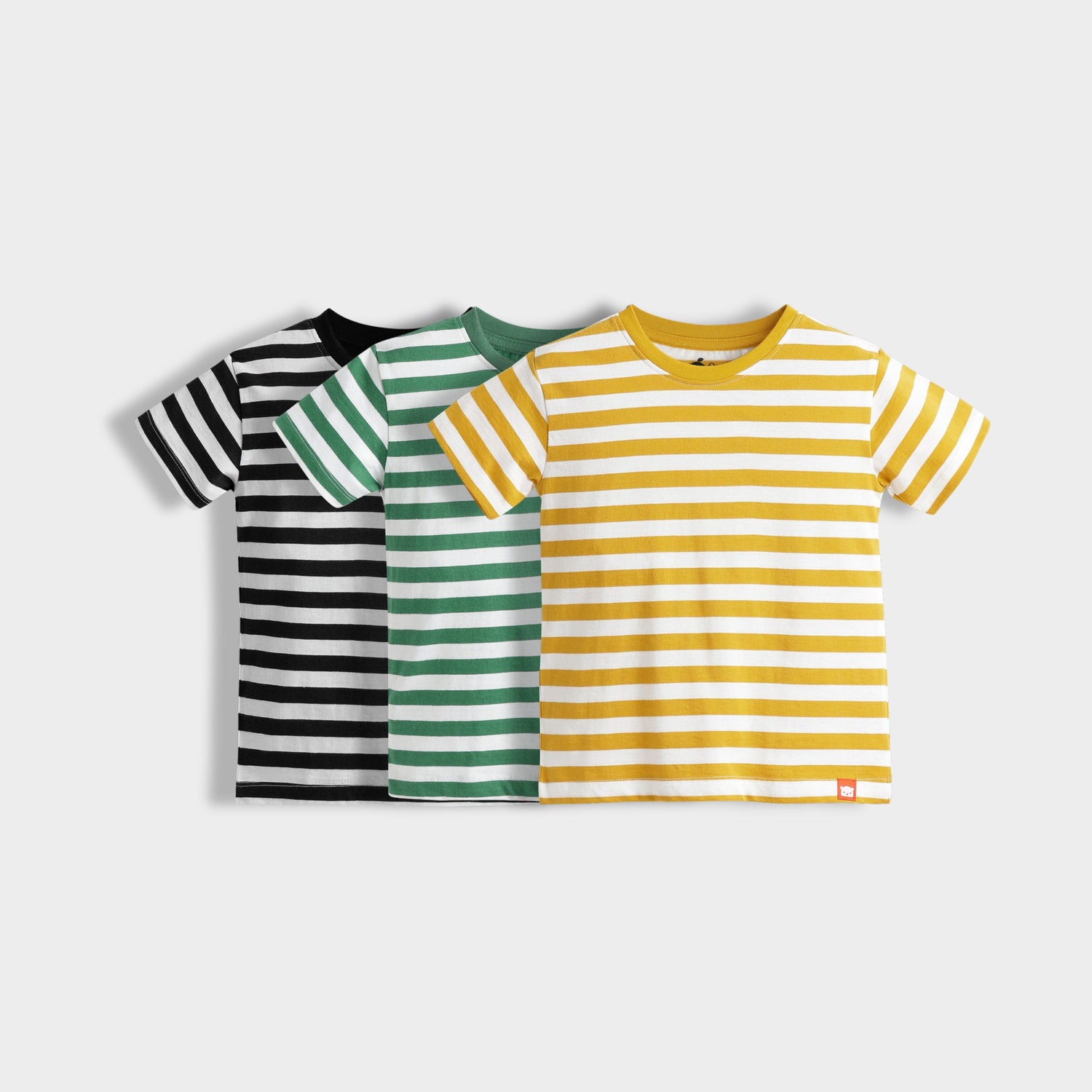 3 Pack Half Sleeves Unisex T-Shirts | Black Stripes, Green Stripes, Yellow Stripes