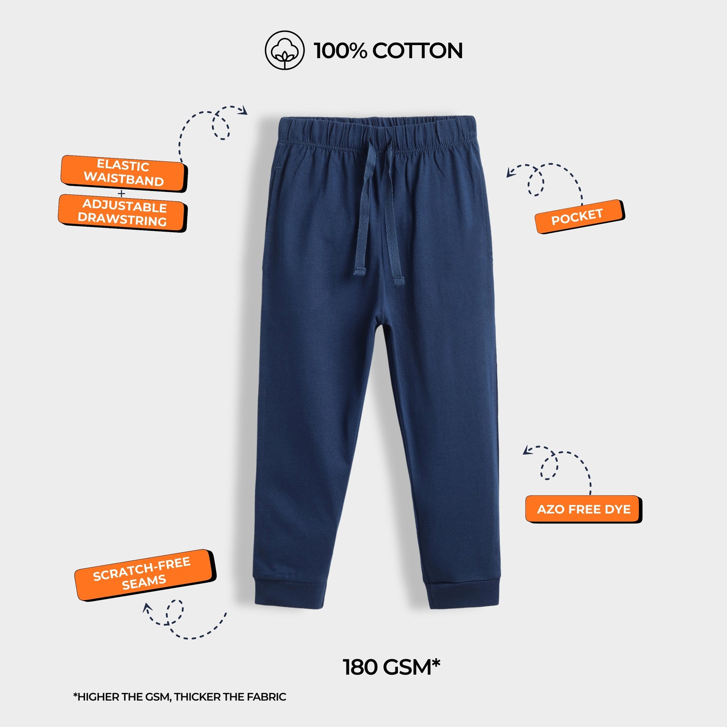 3 Pcs Cotton Joggers | Blue, Green, Brown