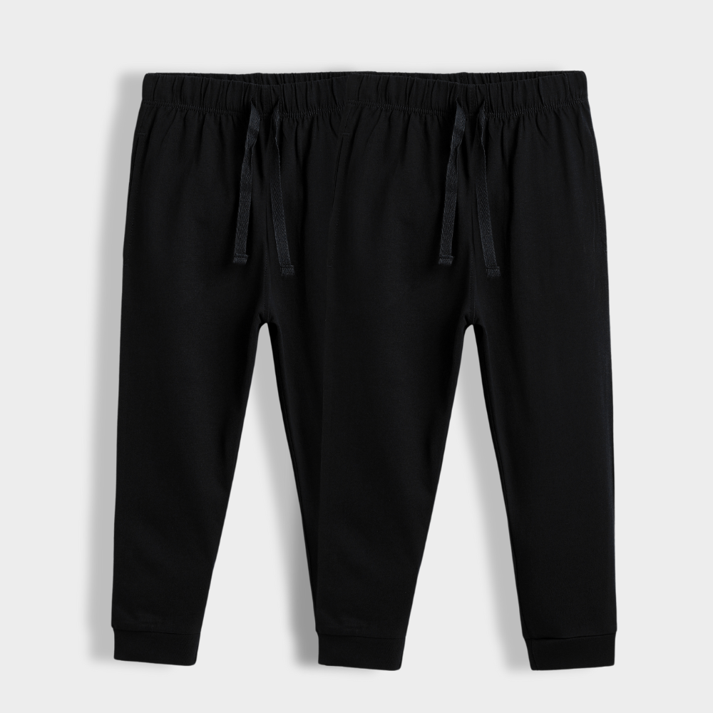 2 Pcs Cotton Joggers | Black