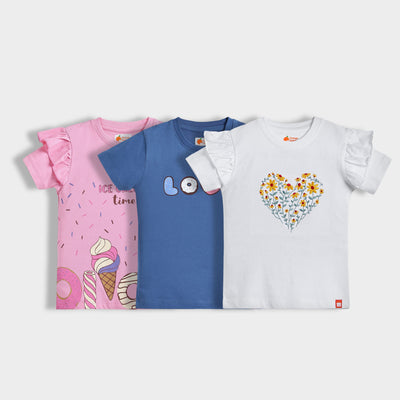 3 Pack Girls Top | Sprinkle Party, Love, Blooming Heart