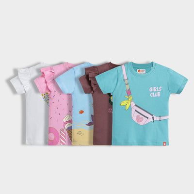 5 Pack Girls Top | Blooming Heart, Sprinkle Party, Undersea Princess, Girls Club, Fairy Wings