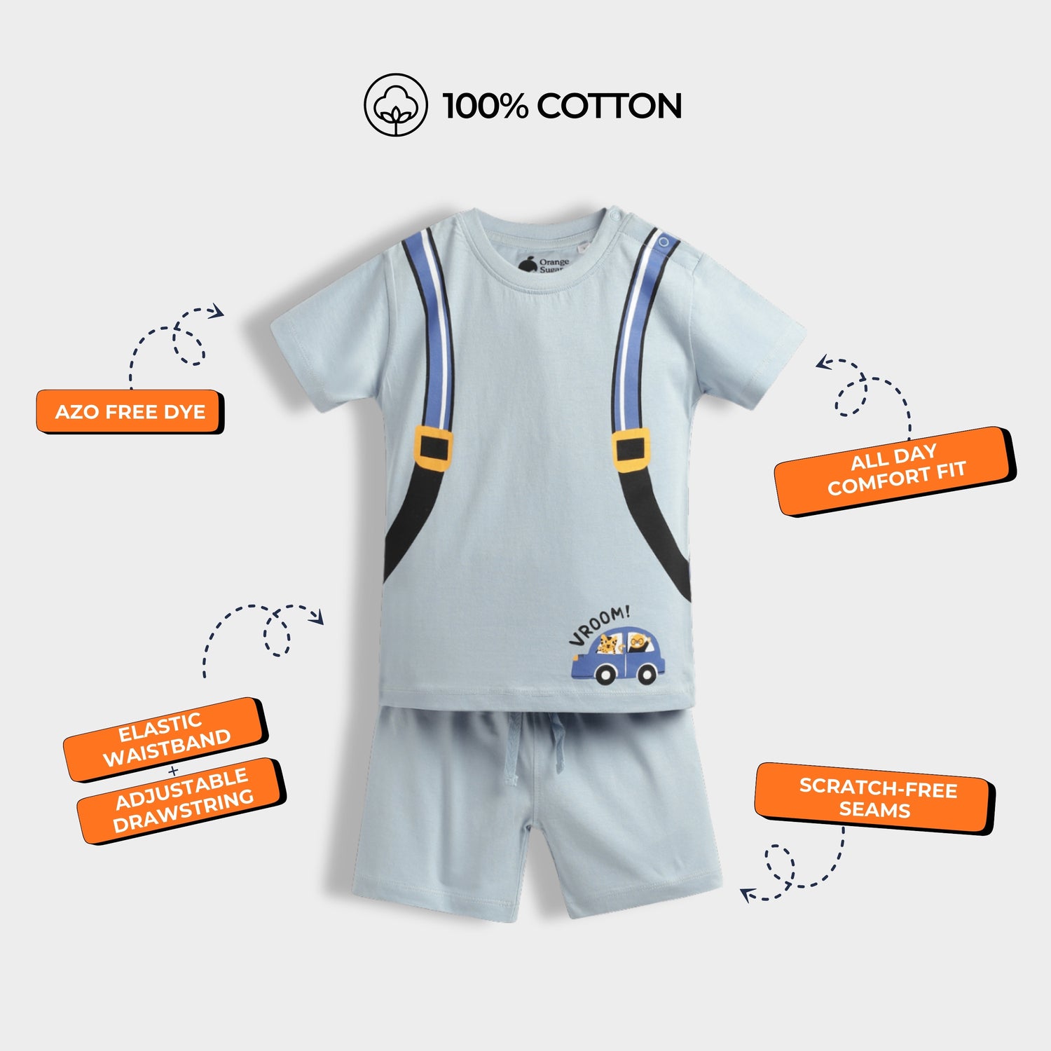 T-Shirt & Shorts Unisex Co-ord Set | Back Pack