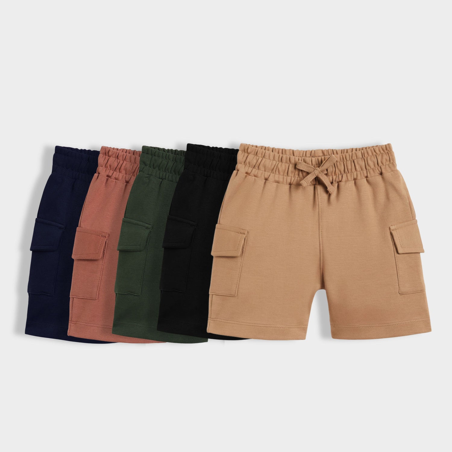 5 Pcs Interlock Shorts | Royal Blue, Honey Brown, Dark Olive, Black, Light Brown