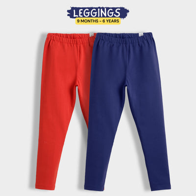 2 Pcs Leggings | Red, Royal Blue