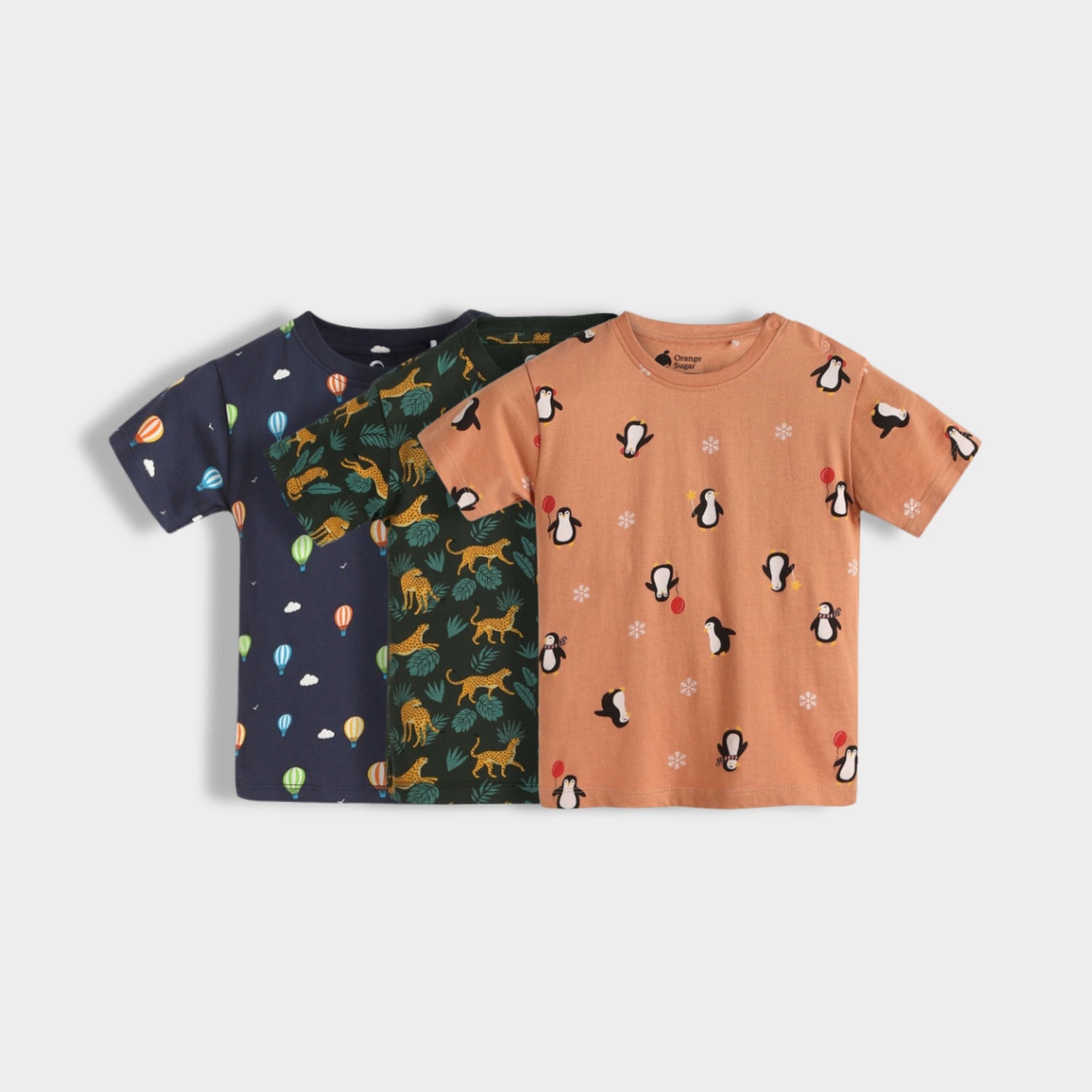 3 Pack Half Sleeves T-Shirt | Hot Air, Cheetah, Penguin Chill