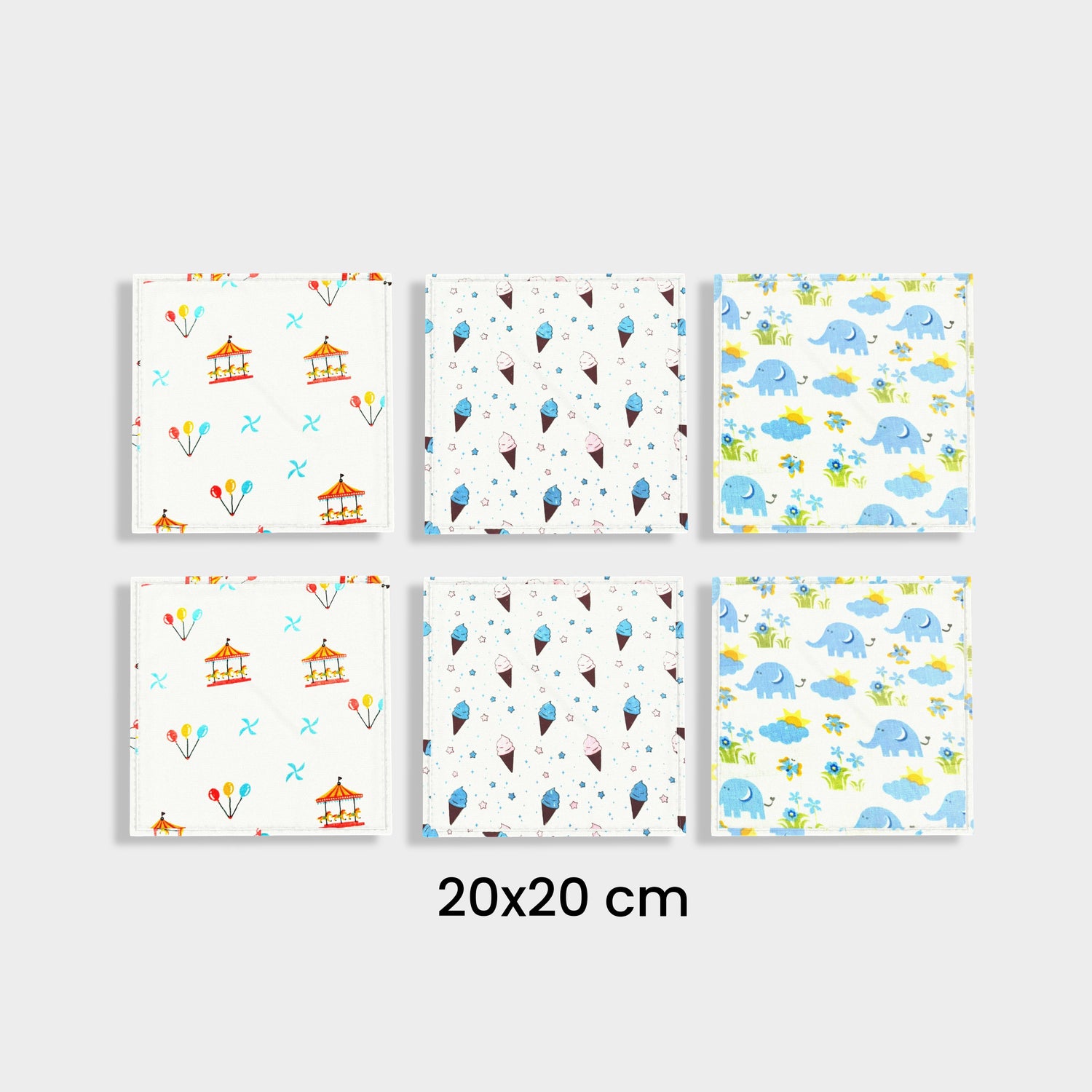 6 Pack Muslin Napkin | Swing, Icecream, Elephant