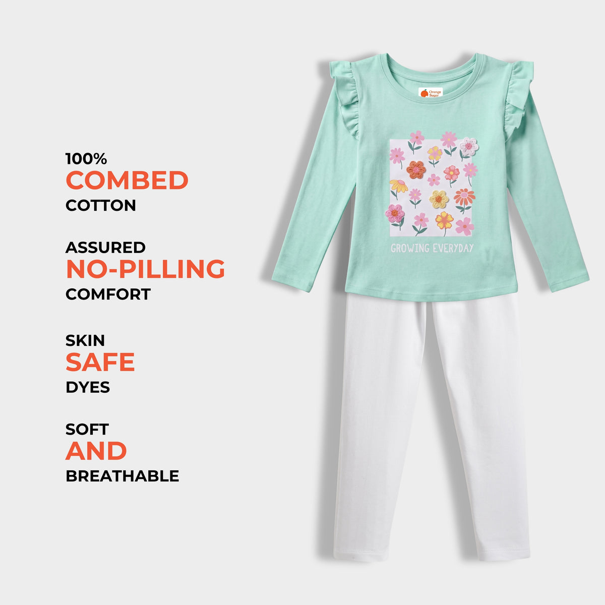 Full Sleeves Girls Top & Leggings Set | Growing Everyday