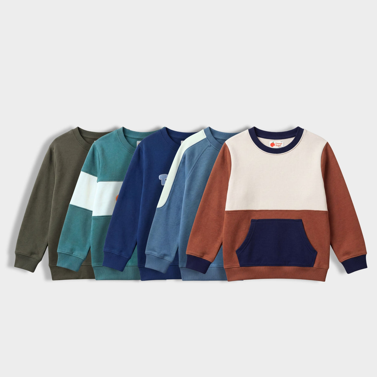 5 Pack Unisex Sweatshirts | Olive Green, Orange Crew, Traveller, Gen Alpha, Rust Brown