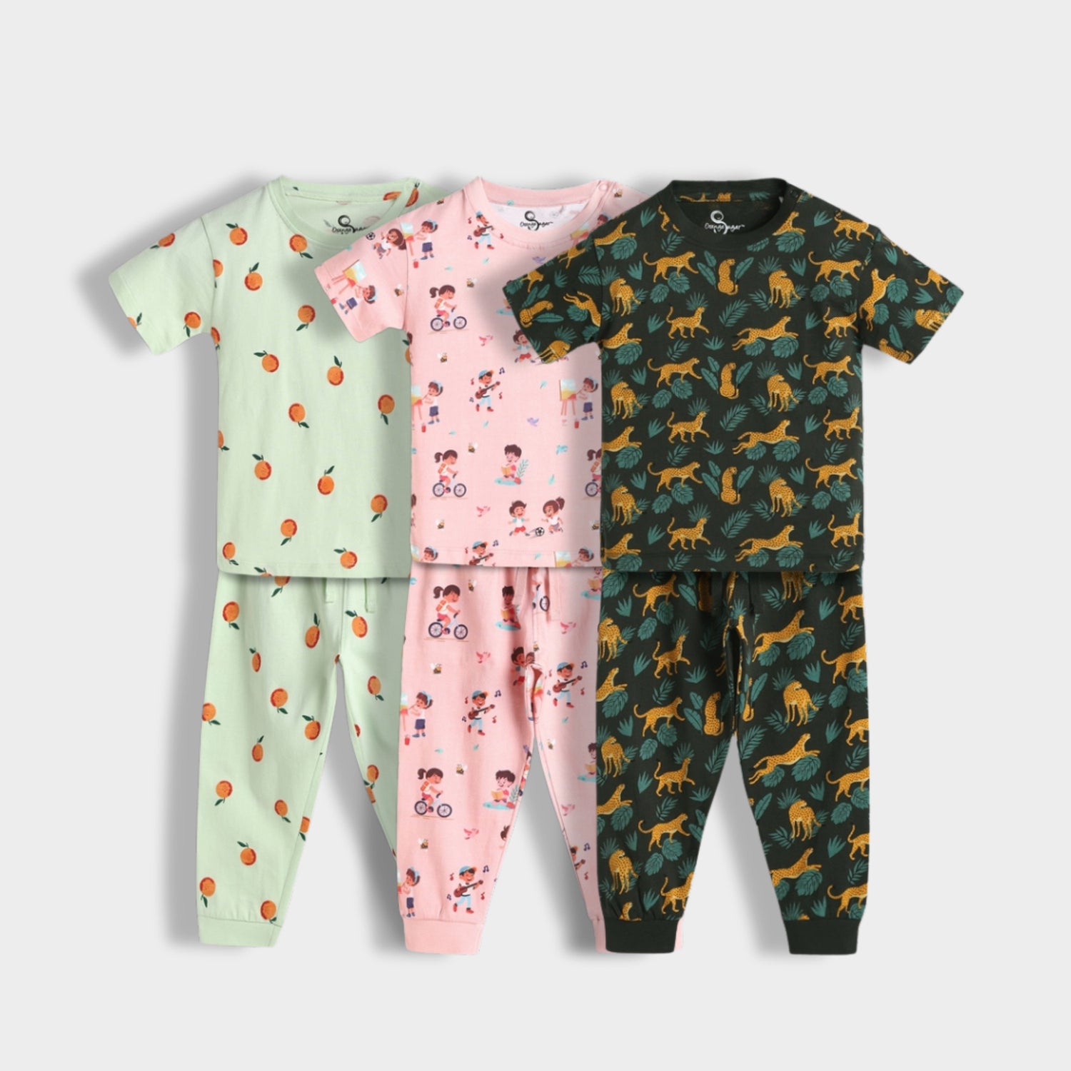 3 Pack Half Sleeves Unisex Co-ord Set | Garden, Orange Bliss & Cheetah