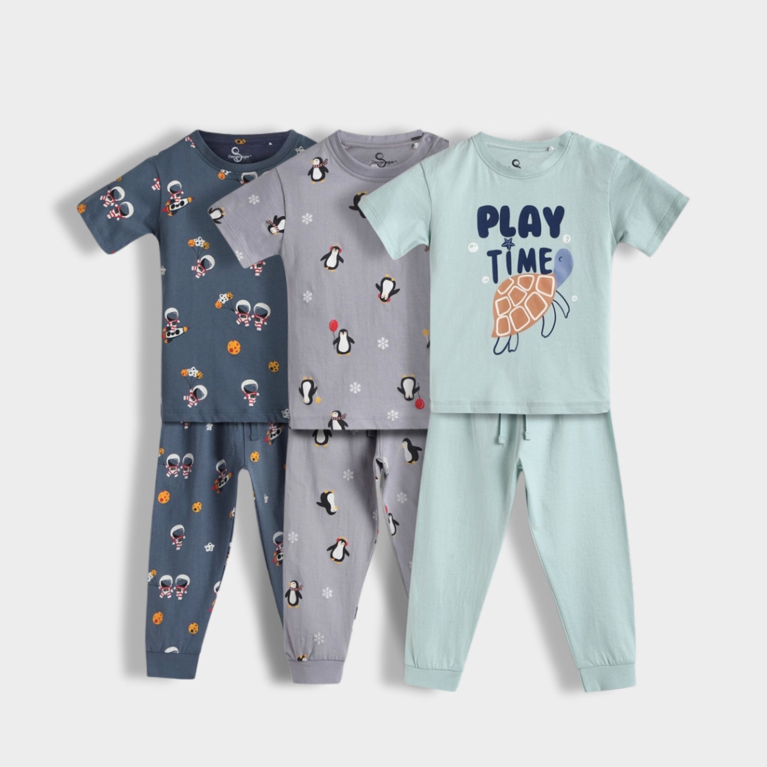 3 Pack Half Sleeves Unisex Co-ord Set | Play, Penguin, Space