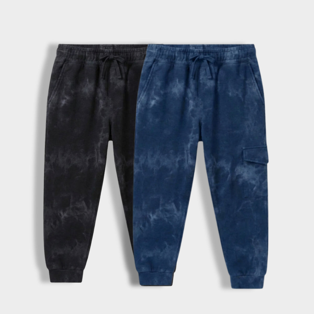 2 Pcs Interlock Joggers | Tie & Dye Black, Tie & Dye Blue