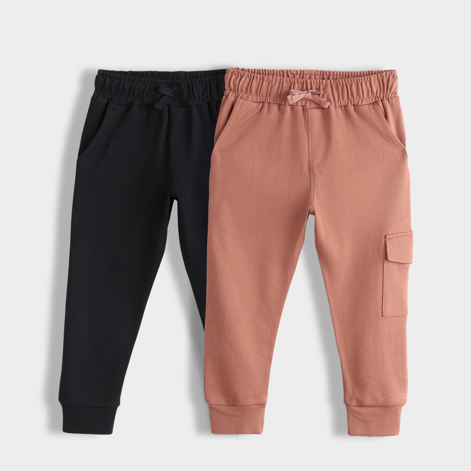 2 Pcs Interlock Joggers | Black, Honey Brown