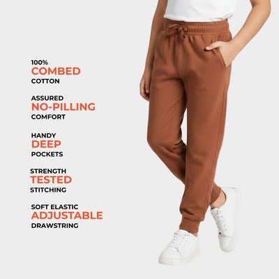 3 Pcs Cotton Joggers | Black, Brown, Blue
