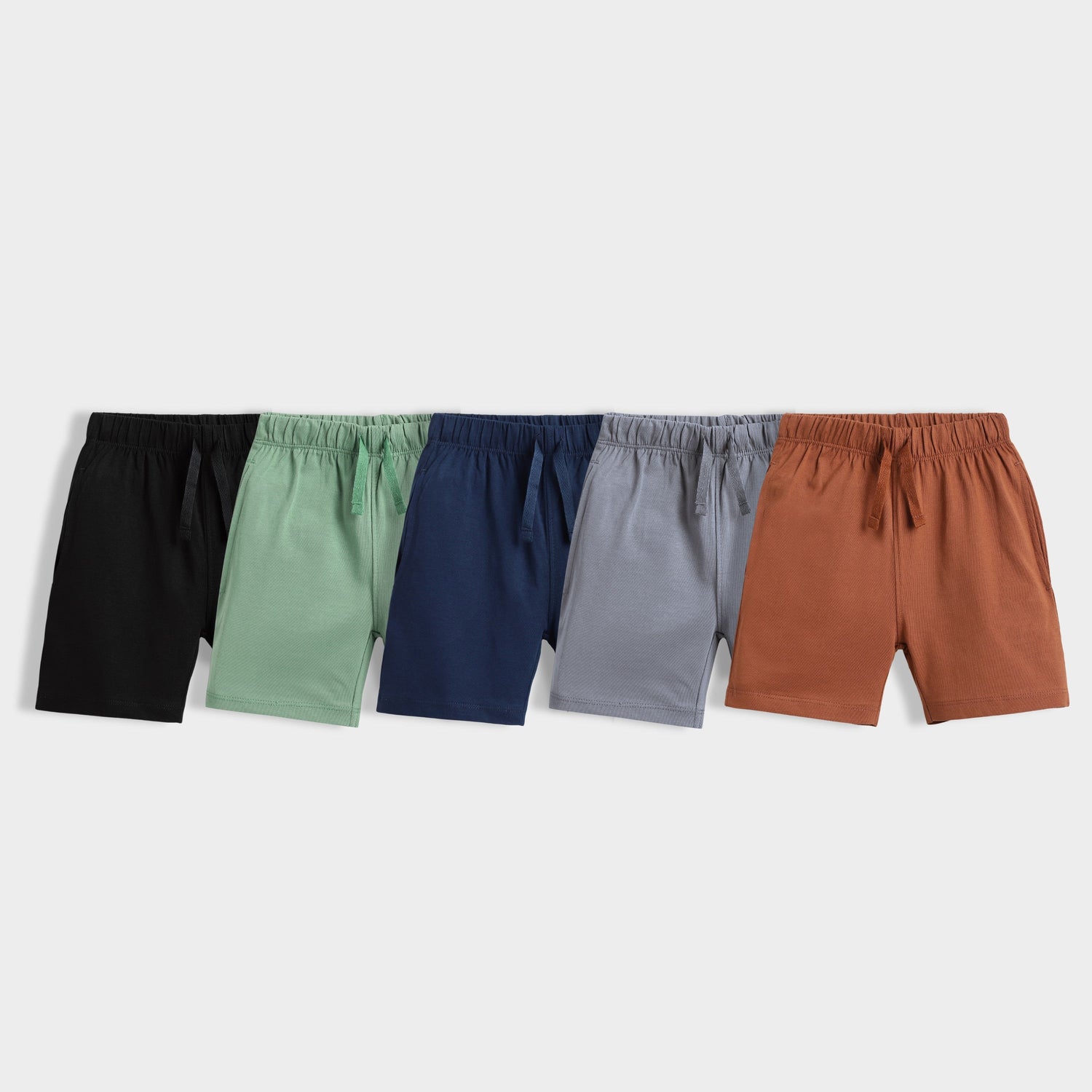 5 Pcs Cotton Shorts | Blue, Black, Grey, Brown, Green