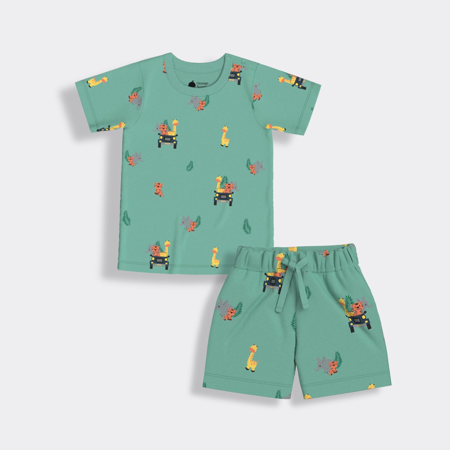 3 Pack T-Shirt & Shorts Unisex Co-ord Set | Jungle, Penguin & Orange