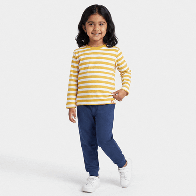 Full Sleeves Unisex T-Shirt & Joggers Set | Yellow Stripes