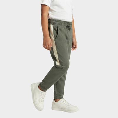 Cotton Joggers | Colour Block Olive Green