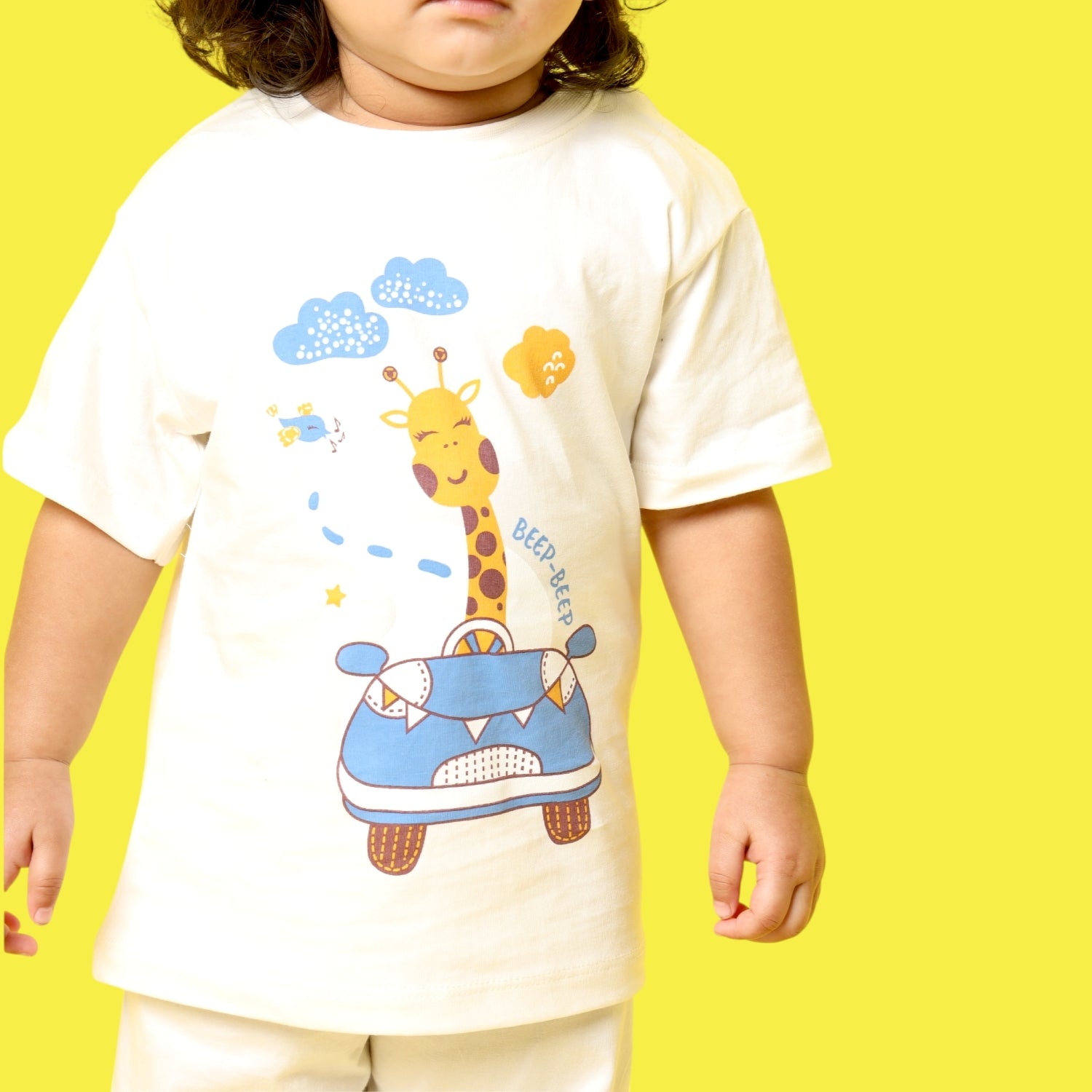 Half Sleeves Unisex Co-ord Set | Giraffe Beep