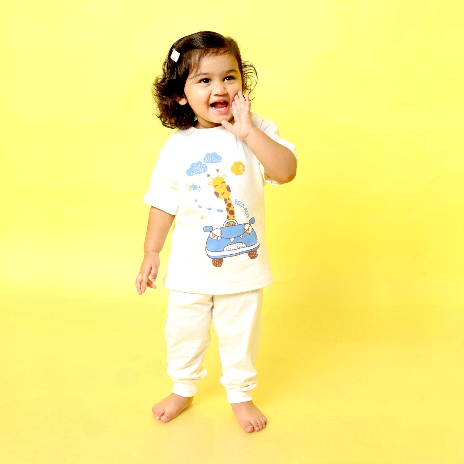 Half Sleeves Unisex Co-ord Set | Giraffe Beep