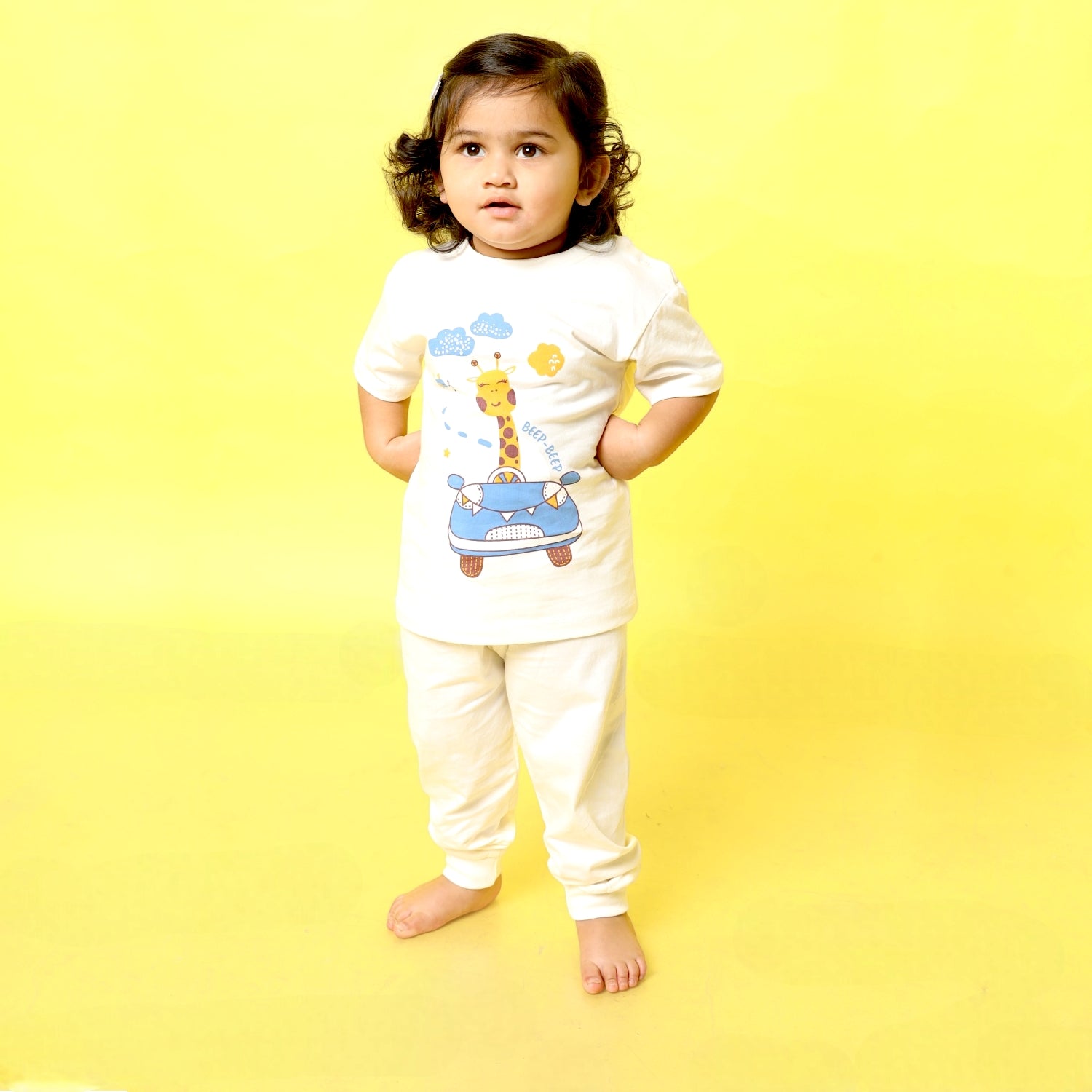 Half Sleeves Unisex Co-ord Set | Giraffe Beep