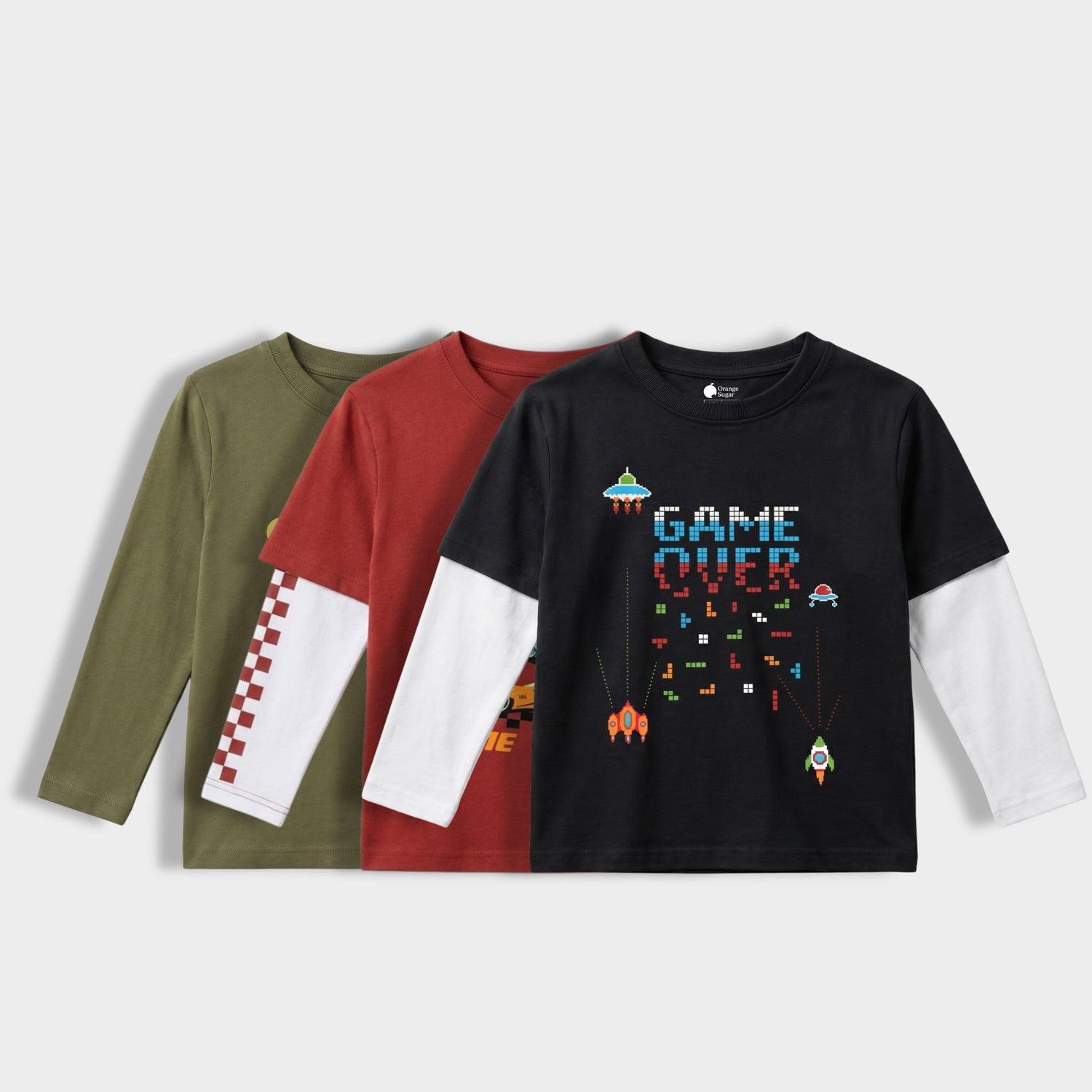 3 Pack Full Sleeves Unisex T-Shirts | Crocooldile, Fast Wheels, Game Buddy