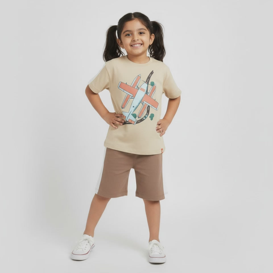 T-Shirt & Shorts Unisex Co-ord Set | Plane Ride