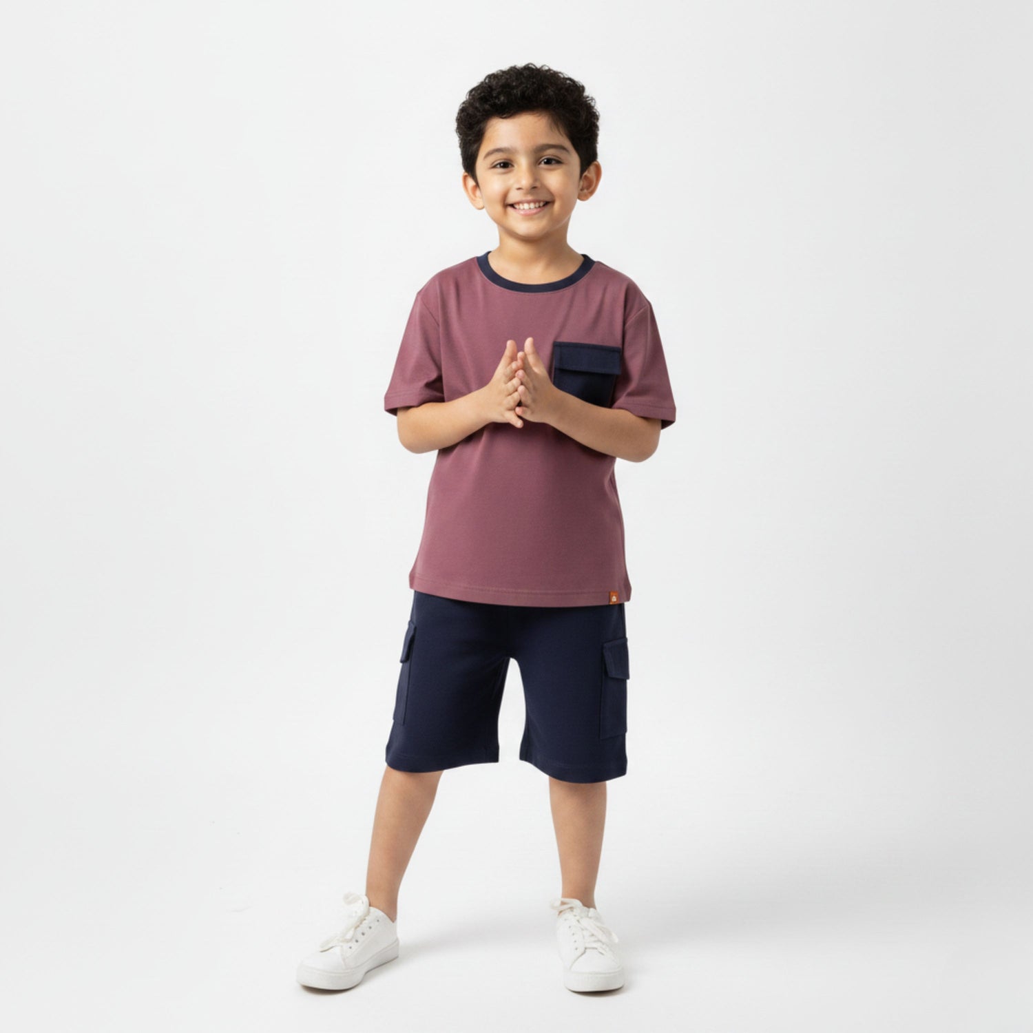 T-Shirt & Cargo Shorts Unisex Co-ord Set | Dusty Pink