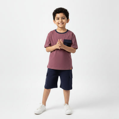 T-Shirt & Cargo Shorts Unisex Co-ord Set | Dusty Pink