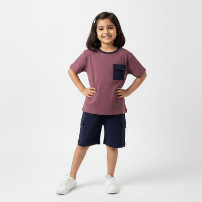 T-Shirt & Cargo Shorts Unisex Co-ord Set | Dusty Pink