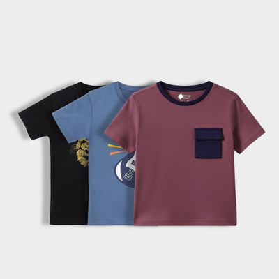 3 Pack Half Sleeves Unisex T-Shirts | Fearless Lion, Rockstar, Dusty Pink