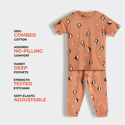 Half Sleeves Unisex Co-ord Set | Penguin Chill