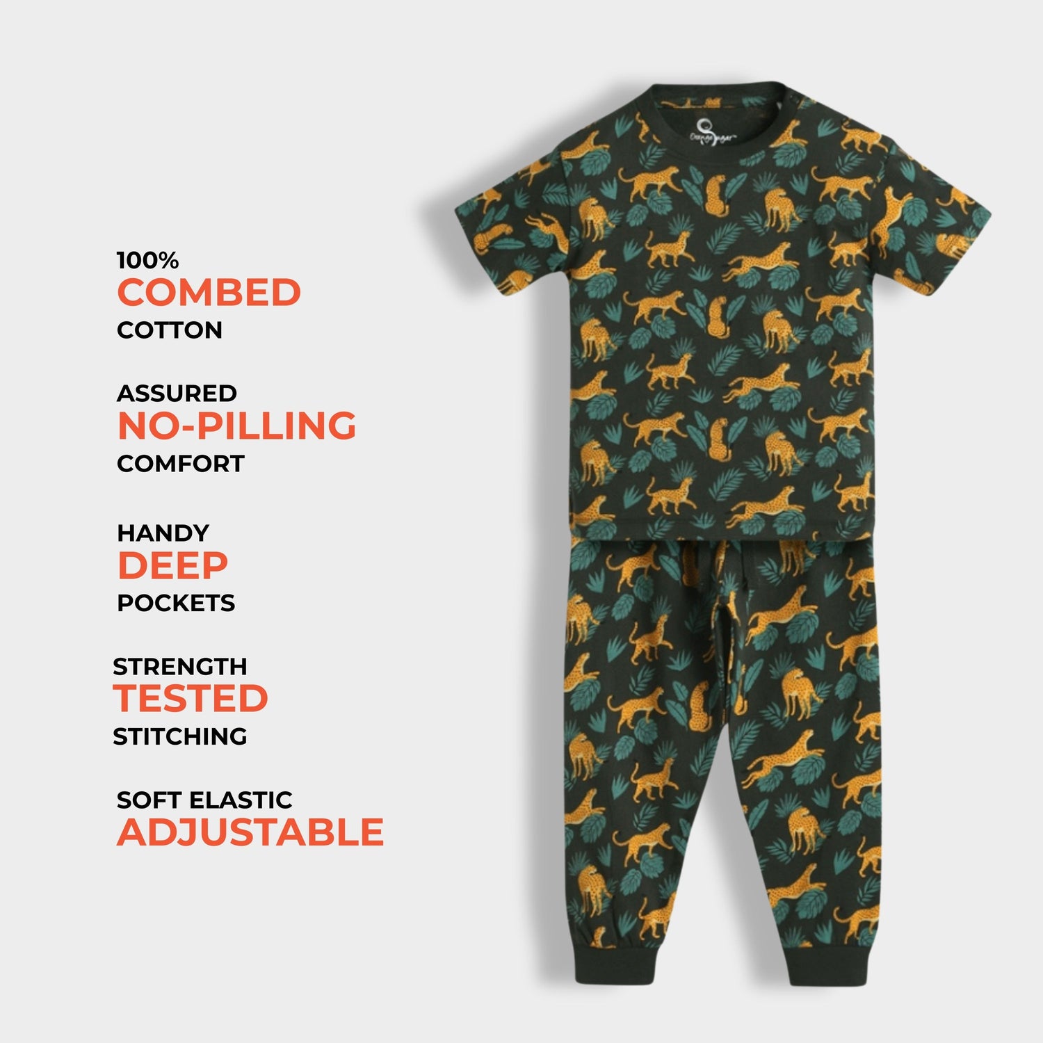 Half Sleeves Unisex Co-ord Set | Cheetah Chase