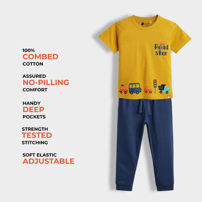 Half Sleeves Unisex T-Shirt & Joggers Set | Road Trip